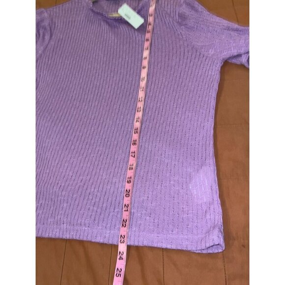 NWT J.Crew Lavender Ruffle Trim Knit Short Sleeve Top Women's Size Large - Picture 9 of 12